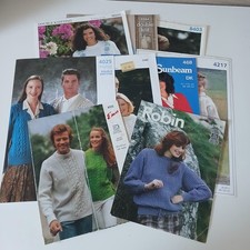 Job Lot 9 Vintage Knitting Patterns - Robin, Emu, Stylecraft - DK, Chunky, Aran
