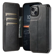 Magnetic Leather Wallet Case w/ Card Holder For iPhone 16 Pro Max/15+/14/13/12