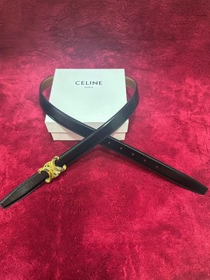 Celine Medium Brown Black Double-Faced Reversible Leather Belt Size 80,W 2.5cm
