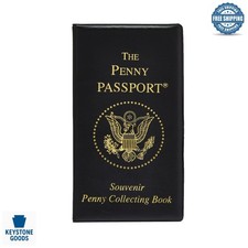 Penny Passport Souvenir Coin Album - Holds 44 Elongated Coins, Black Faux Lea...