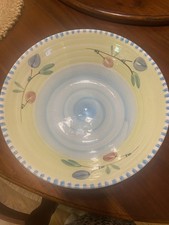 VTG 13” TRE CI Villa Romana Handpainted Flowers Italy Pasta Salad Bowl 1990s EUC