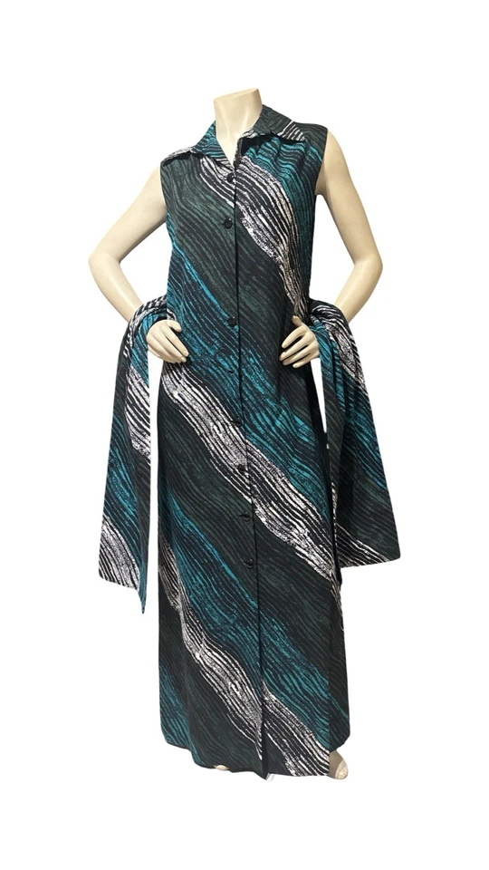 Винтажный Pauline Trigere без рукавов пальто платье + пояс 1970-х ILGWU земли тона - Изображение 3 из 4