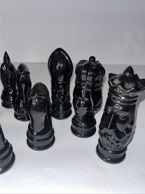 Set of Glass Chess Pieces - Felt Bottom - 14 Pieces - No Board
