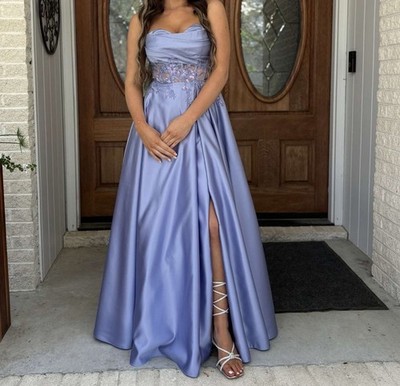 Jules & Cleo Lavender Lace Sweetheart Gown Dress Slit Straps Size 2 | eBay