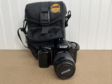 Nikon N50 35mm SLR Film Camera  AF Nikkor 35-80mm, Vintage Sun Dog Bag, Battery