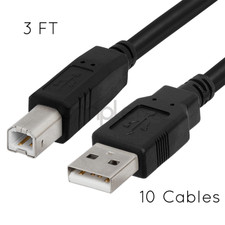 10PCS USB Printer Cable 3 Feet USB 2.0 Type-A to Type-B Hard Drive Scanner Cord