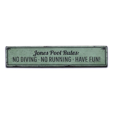 Pool Rules, Custom for Pool, No - Rustic Distressed Wood Sign