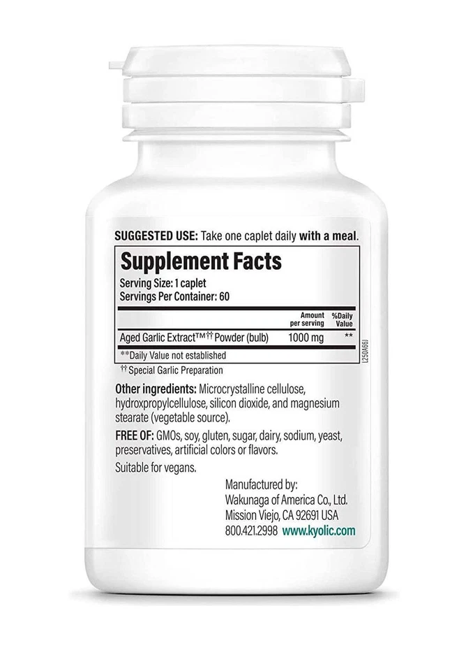 Extracto de ajo envejecido Kyolic una por día cápsulas cardiovasculares 1000 mg 60 unidades Foto 3 de 4