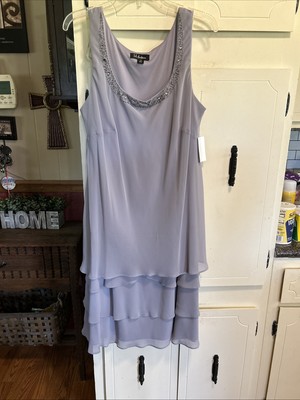 SL Fashions SLNY Women Concrete Grey Chiffon Tiered 2 PC Cocktail Dress US  16 | eBay