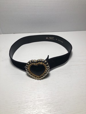Vintage Women Escada Black Belt with Gold Heart Buckle | eBay display picture 3