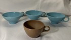 Vtg Melmac Melamine Coffee Cups Lot 4 Turquoise Aqua 1 Prolon Windsor Tan MCM  — photo 3
