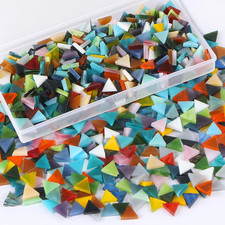 Flat Glass Mosaic Tiles, 550 Pcs Stained Glass Mosaic, Triangle Mixed Color Flat