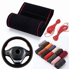 Universal Suede Leather Cover Steering Wheels Stitch Steer Cover DIY Hand Sew Sp
