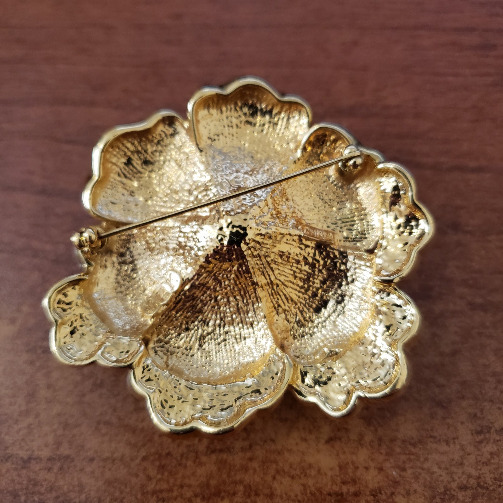 VTG JBK Jackie Kennedy Camrose & Kross Blue and Clear Crystals Flower Brooch