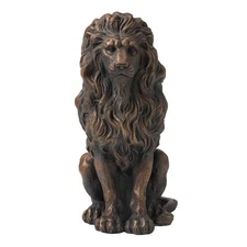 Glitzhome 20.5" Bronze Guardian Lion Statue - Outdoor Sculpture Decor