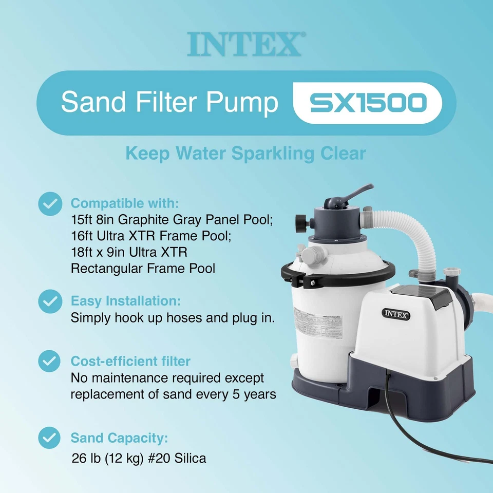 Intex Krystal Clear 1500 GPH Sand Filter Pump - Image 3 of 4