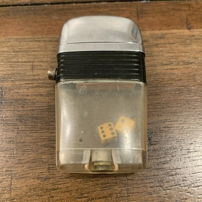 Vintage Scripto VU Lighter Clear 2 Dice Insert Free Floating Black for Parts