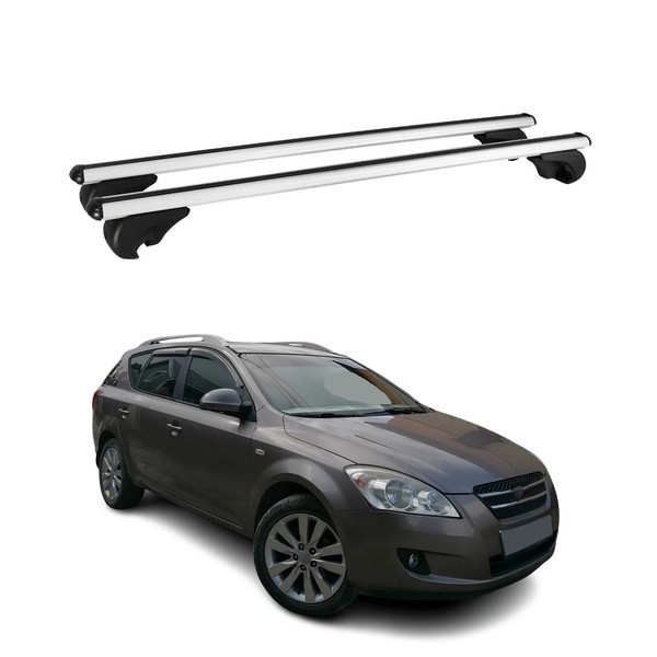 DachträGer GrundtäGer FüR Kia Ceed Kombi 2006-2018 75Kg Aluminium Silber 2 Tlg-image