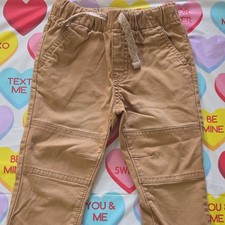 Cat Jack Boys Brown Cotton Jogger Pants with Drawstring and Pockets