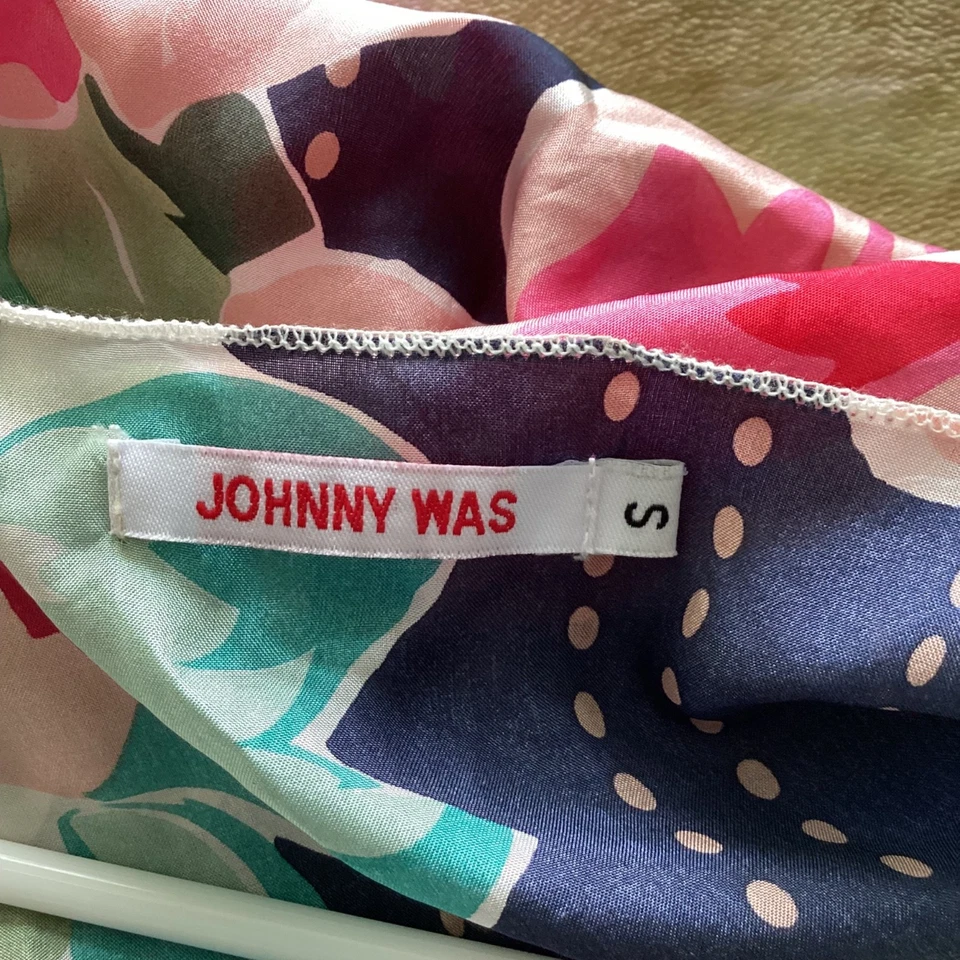 Maxi Vestido Johnny Was 100% Seda Patchwork Boho Floral Paisley Bolsillos Talla S Foto 3 de 4