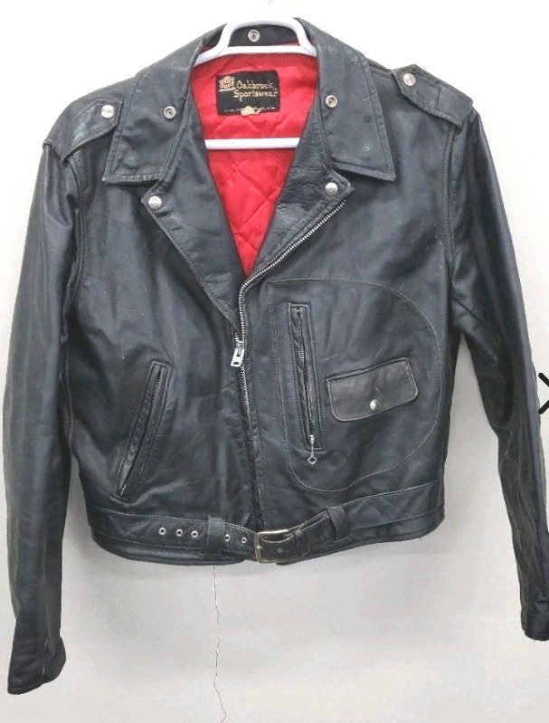 Mens Vintage 60s OAKBROOK STEERHIDE LEATHER Motorcycle Jacket D