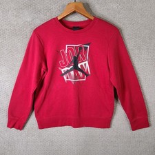 Nike Air Jordan Sweatshirt Kids XL Red White Jumpman Pullover Crew Neck