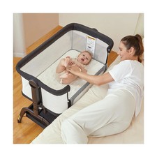 BABYBOND BABY BASSINET 3 IN 1 BASSINET BEDSIDE SLEEPER WASHABLE SOFT MA - BLACK