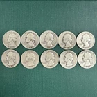 Silver Washington Quarters, Lot of 10, 1940s, 90% Silver
