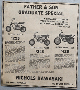 1971 Kawasaki Motorcycle Coyote Dyna-Mite Bushmaster Vintage Newspaper Print Ad