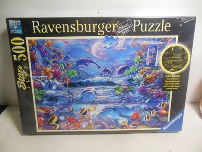 Ravensburger 500 Pc Jigsaw Puzzle Magical Moonlight Glow In Dark Mostly Sealed