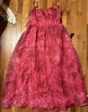 Lulus Pink Floral Chiffon Midi Dress sleeveless Large L Spaghetti Strap Lined