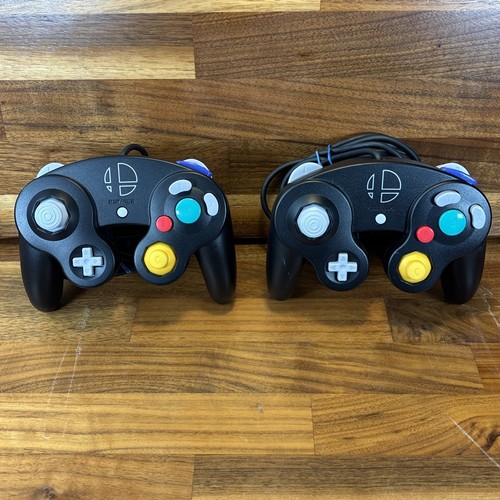 Lot Of 2 - Official Nintendo GameCube Controller Black OEM Remote DOL-003 TESTED