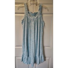 Secret Treasures Women's Sleeveless Ruffle Nightgown - Blue Floral - Size L