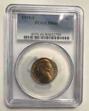 1954-S 5C Jefferson Nickel-PCGS MS66 Beautiful !! 4054.66/80842799