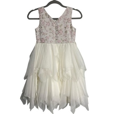Couture Princess Formal Dress Fancy  Flower girl 8 Embroidered Floral jeweled