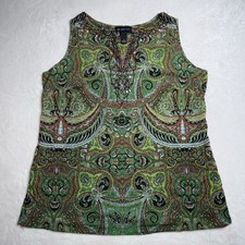 NWT International Concepts Green Pink Paisley...