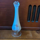 Fenton Glass Opalescent Country Garden Swung Bud Vase Art Glass Signed