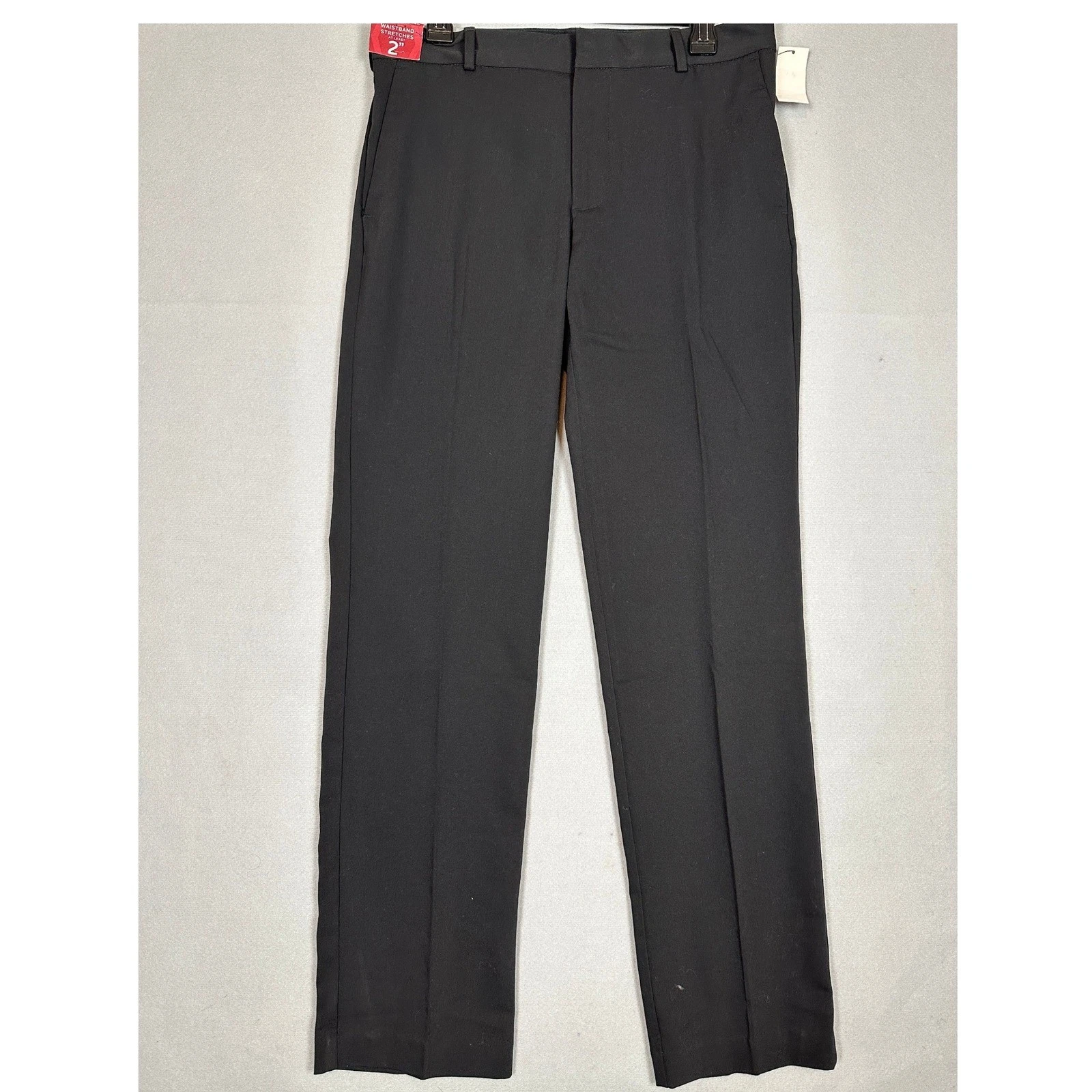 NEW Van Heusen Flex Pants Mens 30X32 Black Dress Straight Fit Flat Front Stretch