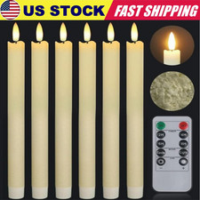 6X Flameless Taper Candles Light Flickering B...