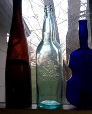 ANHEUSER BUSCH ST.LOUIS EMB EAGLE 1890s BLOB TOP BEER BOTTLE 11 7/8"LARGE SIZE