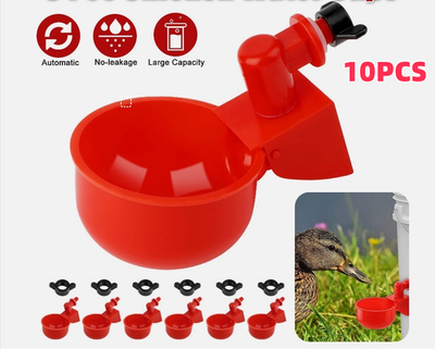 #ad 10PCS Chicken Automatic Water Cups Poultry Drinker Waterer Duck Quail Drinking $5.99