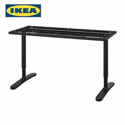 IKEA Bekant Schreibtisch Untergestell für Tischplatte SCHWARZ Metallgestell (Plattengröße 140x60cm)
