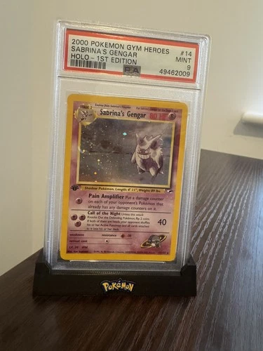 Pokemon Card Sabrina's Gengar 14/132 1st Edition Holo PSA 9 WOTC Gym Heroes