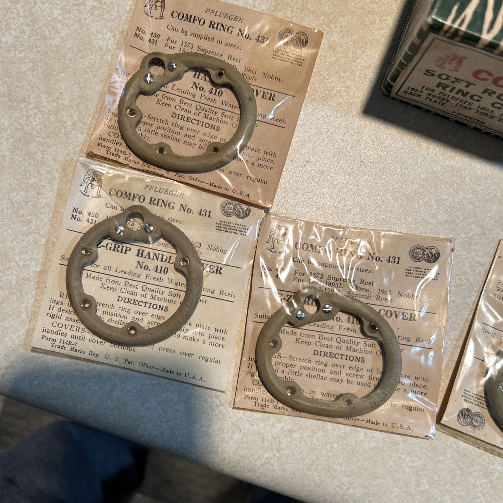 Vintage Pflueger No 431 Soft Rubber Ring Grip Replacement Grips Read Description