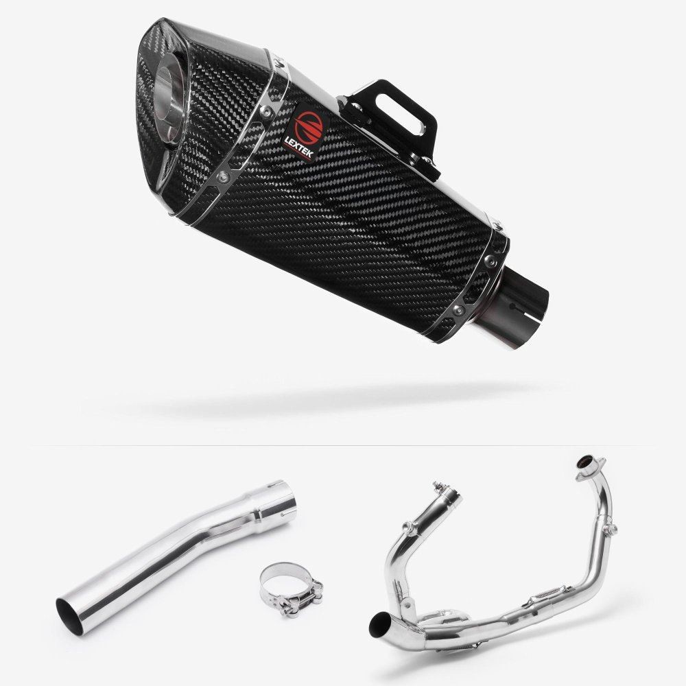 Lextek XP8C Carbon Fibre Exhaust System 210mm for Suzuki SV650 (03-15)