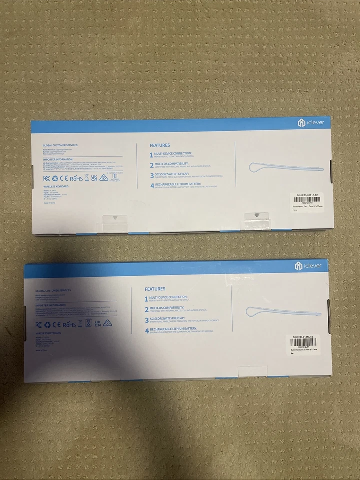 Bluetooth Wireless Keyboard iClever Rechargeable Pair W/3 Devices - Image 2 of 2