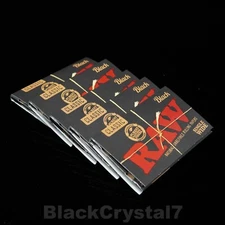 5PK AUTHENTIC RAW Black Single Wide Size Rolling Papers - US Seller