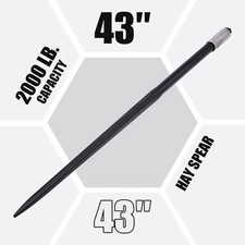 Compact 43" Hay Bale Spear Attachment with 1 Ton Capacity for Truck Tractor More
