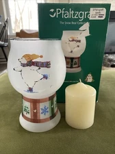 Pfaltzgraff Snow Bear Floating Pillar Candle Holder Christmas New-Open Box 2002