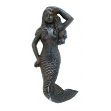 Rustic Cast Iron Mermaid Hook Wall Hanger Decor Beach Nautical Towel Holder